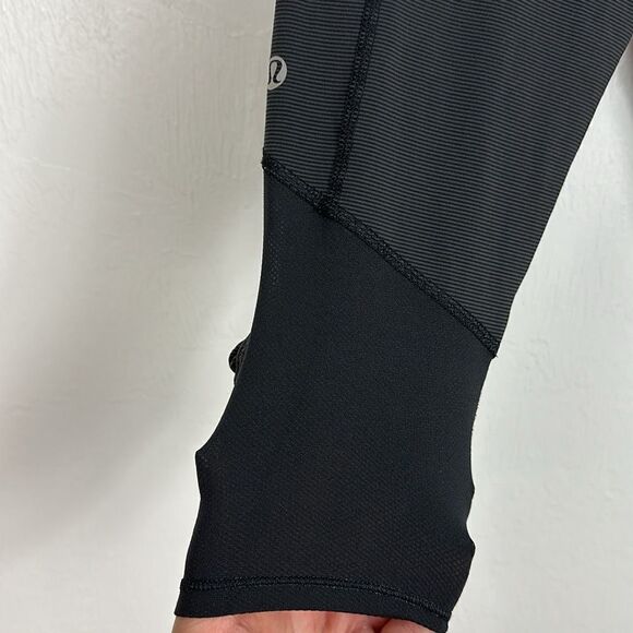 LULULEMON Athletica Run: Pace Crop Active Leggings Stripe Black Size 6 - Picture 4 of 8